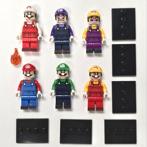 Lot of 6 Lego Compatible Super Mario Brothers Luigi Wario Waluigi minifigures - Picture 1 of 7